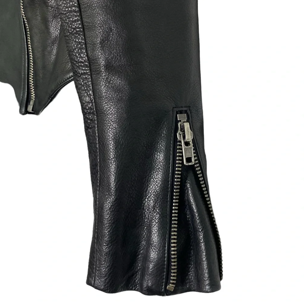 A.L.C. Black Leather‎ Asymmetrical Zip Jacket Leonardo